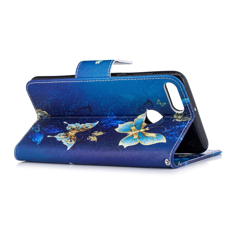 Pattern Printing Leather Stand Cover with Card Slots for Huawei Y9 (2018) / Enjoy 8 Plus - Butterfly Pattern-4