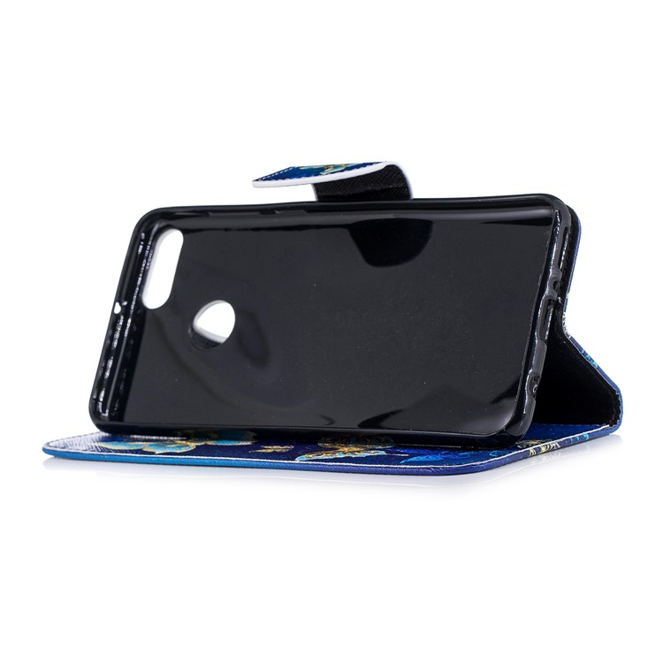 Pattern Printing Leather Stand Cover with Card Slots for Huawei Y9 (2018) / Enjoy 8 Plus - Butterfly Pattern-5