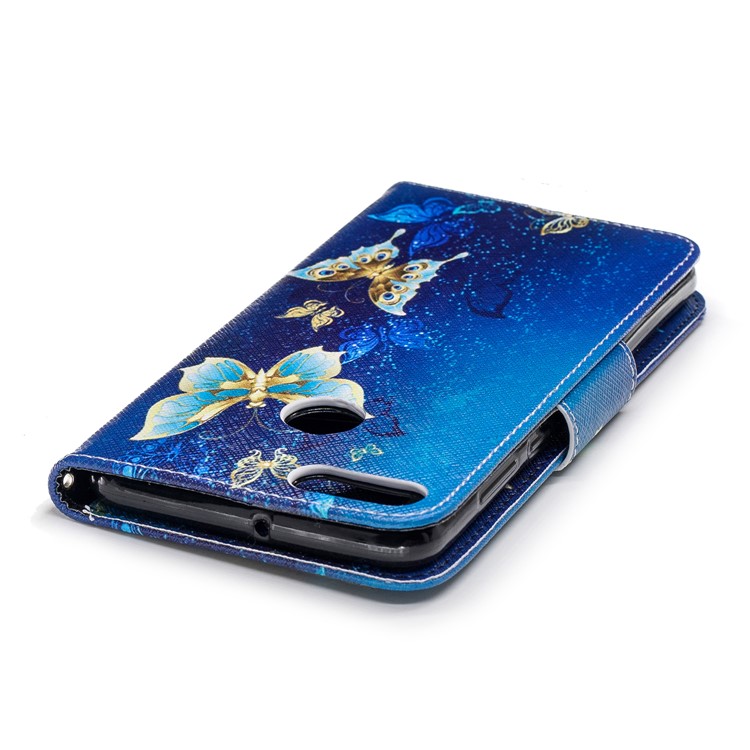 Pattern Printing Leather Stand Cover with Card Slots for Huawei Y9 (2018) / Enjoy 8 Plus - Butterfly Pattern-7