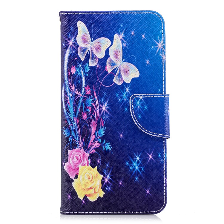 Pattern Printing Magnetic Leather Cell Phone Case for Huawei Y9 (2018) / Enjoy 8 Plus - Elegant Butterflies-2