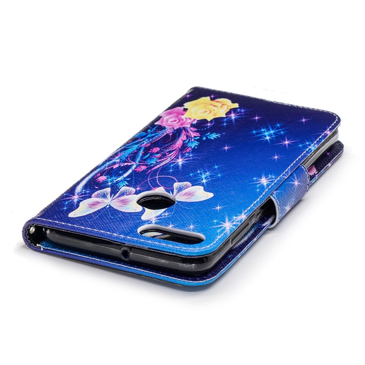 Pattern Printing Magnetic Leather Cell Phone Case for Huawei Y9 (2018) / Enjoy 8 Plus - Elegant Butterflies-7