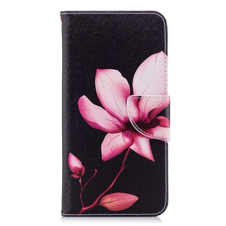 Pattern Printing Leather Card Holder Case for Huawei Y9 (2018) / Enjoy 8 Plus - Flower Pattern-2