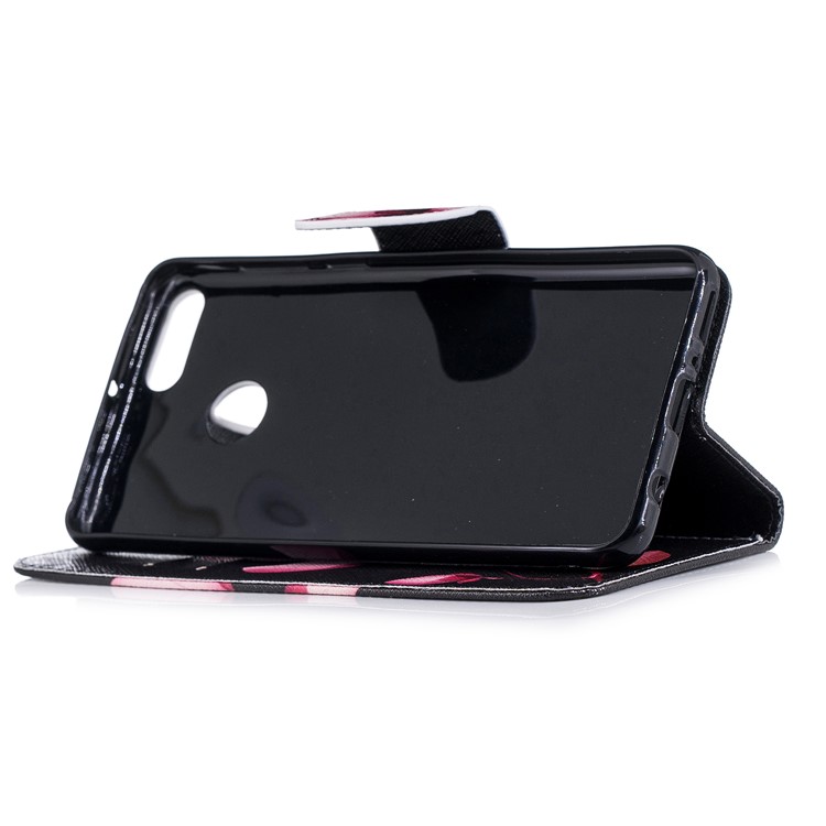 Pattern Printing Leather Card Holder Case for Huawei Y9 (2018) / Enjoy 8 Plus - Flower Pattern-5