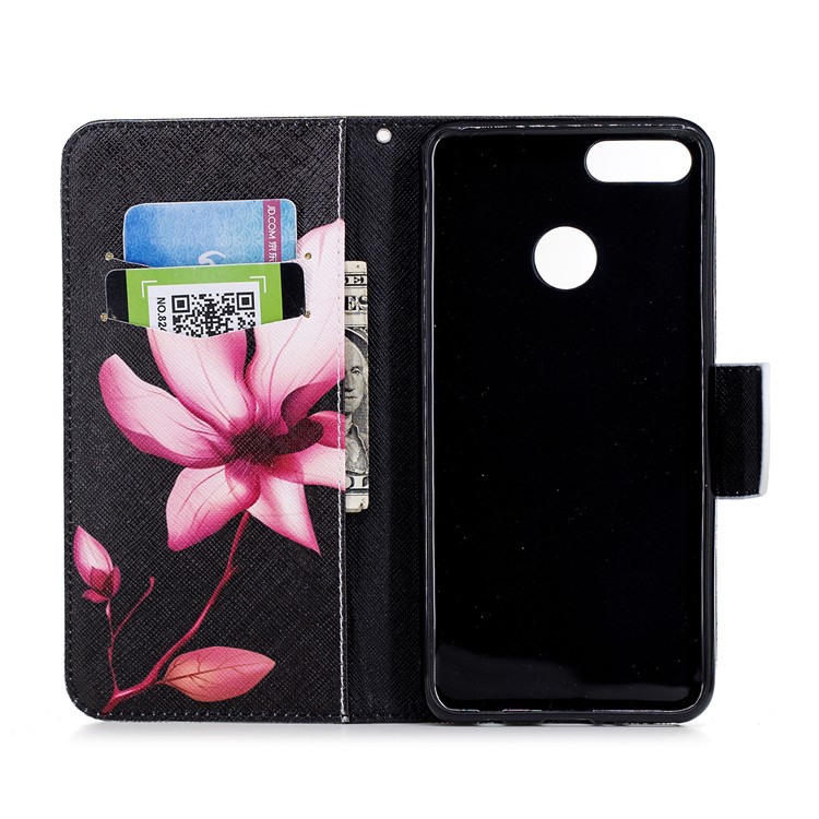 Pattern Printing Leather Card Holder Case for Huawei Y9 (2018) / Enjoy 8 Plus - Flower Pattern-8