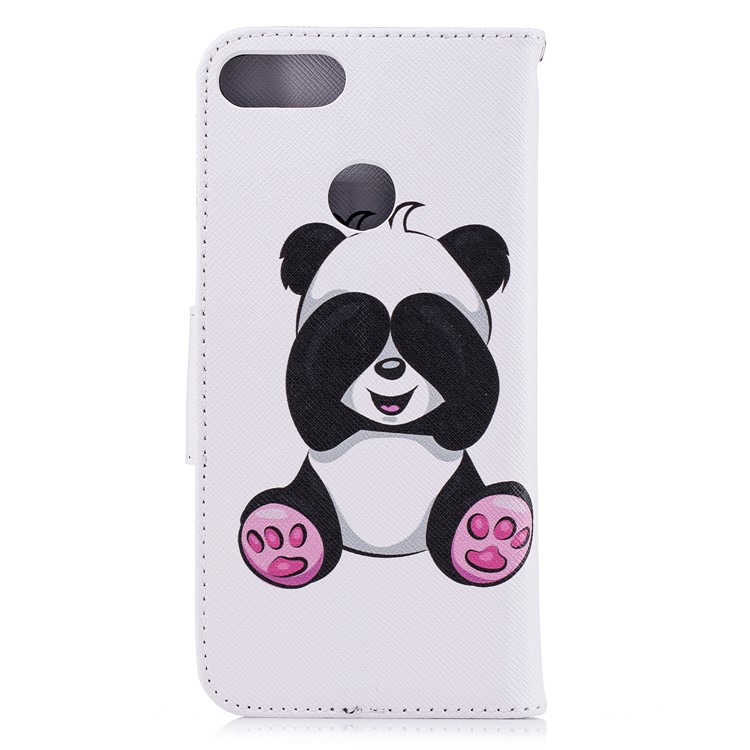Pattern Printing PU Leather Magnetic Wallet Stand Case for Huawei P Smart/Enjoy 7S - Cute Panda-3