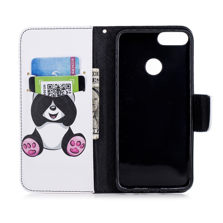 Pattern Printing PU Leather Magnetic Wallet Stand Case for Huawei P Smart/Enjoy 7S - Cute Panda-8