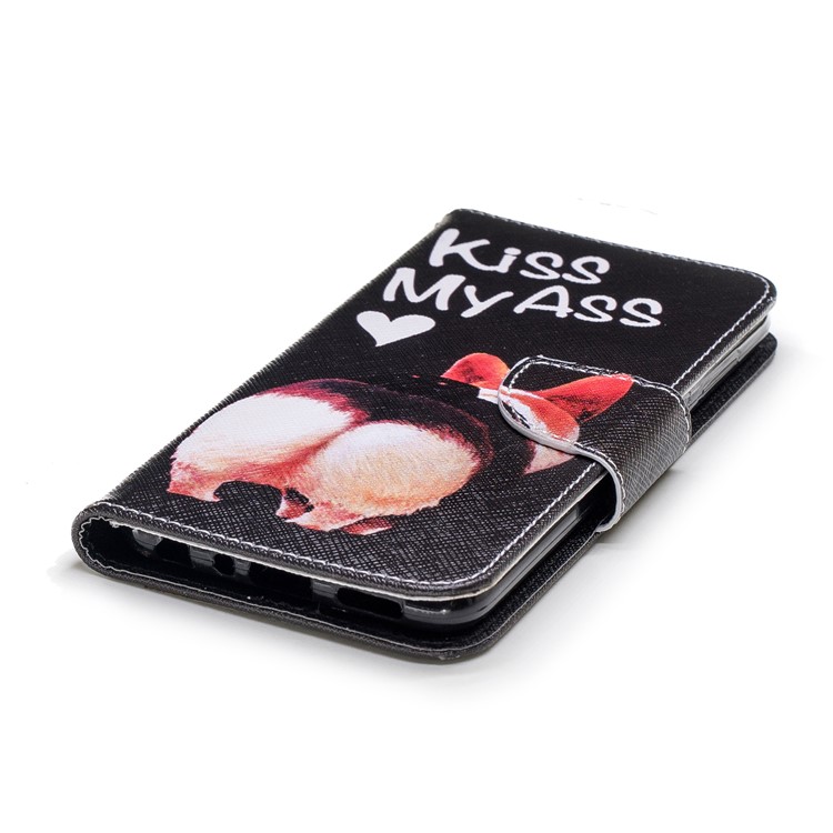 Pattern Printing PU Leather Magnetic Wallet Stand Casing for Huawei P Smart/Enjoy 7S - Kiss My Ass-6