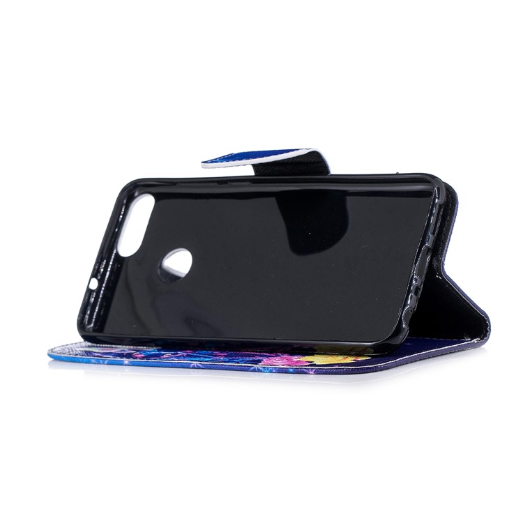 Padrão De Impressão PU Carteira De Couro Magnética Stand Cell Phone Case Para Huawei P Inteligente / Desfrutar 7 S - Borboleta E Flor De Cristal-5