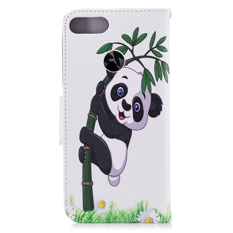 Pattern Printing PU Leather Magnetic Wallet Stand Mobile Phone Shell for Huawei P Smart/Enjoy 7S - Panda on Bamboo-3