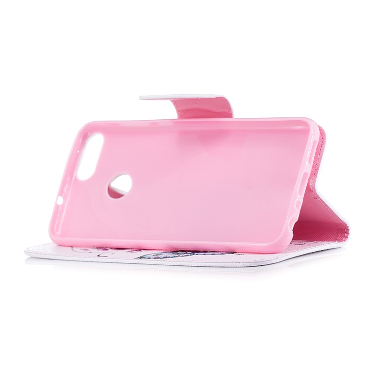 Pattern Printing PU Leather Magnetic Wallet Stand Cell Phone Shell for Huawei P Smart/Enjoy 7S - Butterfly and Flower-5