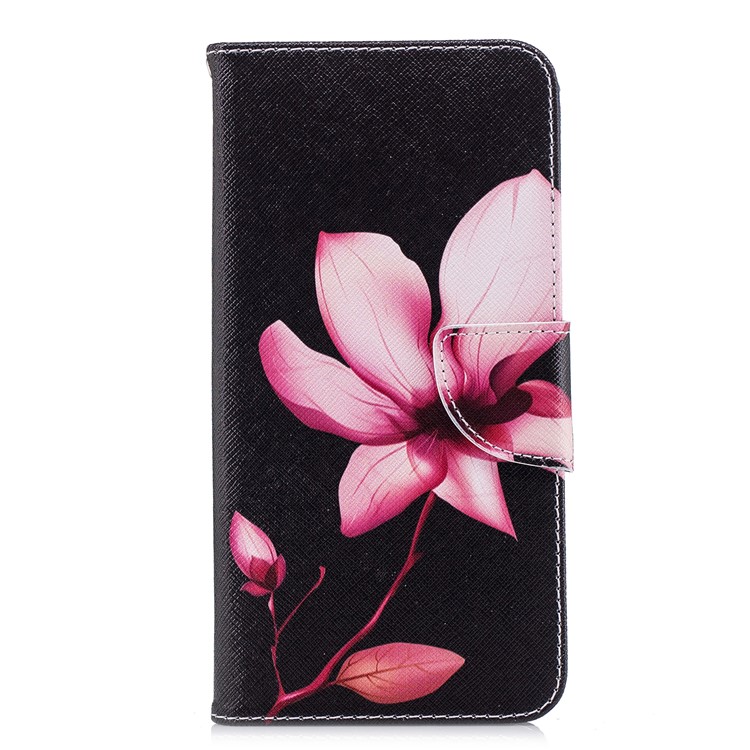 Pattern Printing Leather Stand Wallet Cellphone Case for Huawei Honor 7C/Enjoy 8/Y7 Prime (2018) - Flower Pattern-2