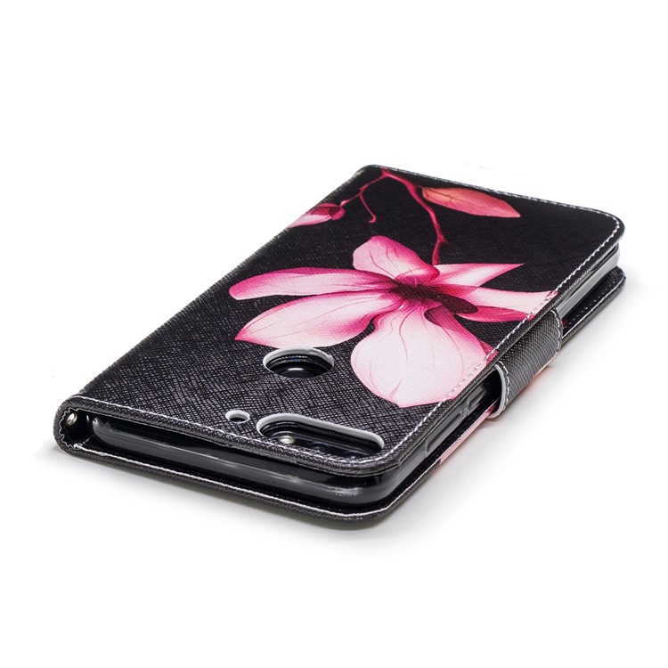 Pattern Printing Leather Stand Wallet Cellphone Case for Huawei Honor 7C/Enjoy 8/Y7 Prime (2018) - Flower Pattern-7