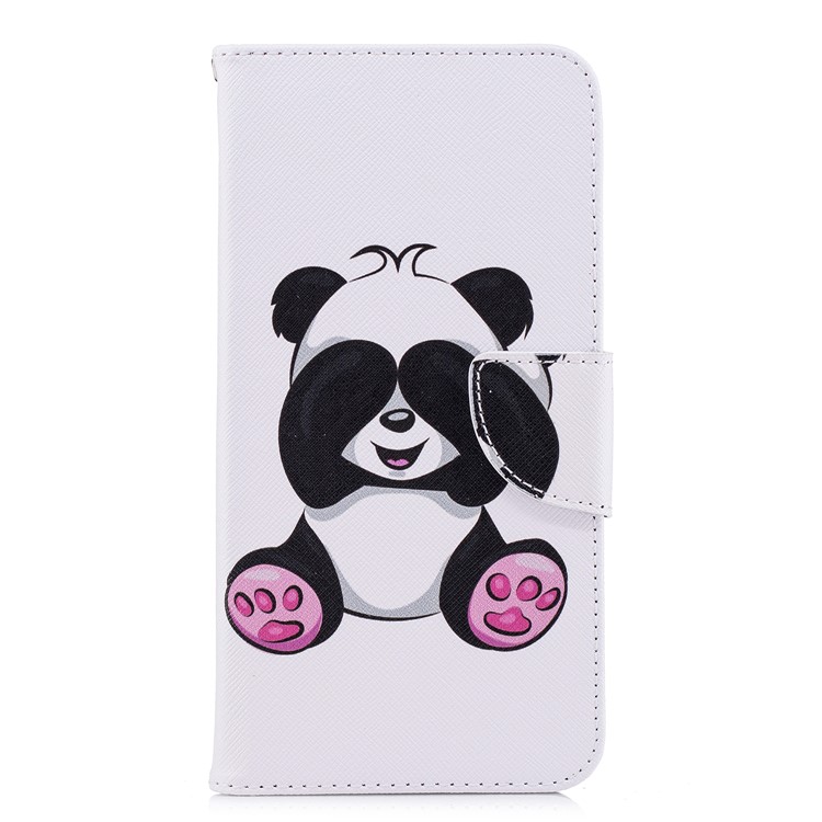 For Huawei Honor 7C/Enjoy 8/Y7 Prime (2018) Patterned Leather Wallet Stand Mobile Phone Casing - Adorable Panda-2