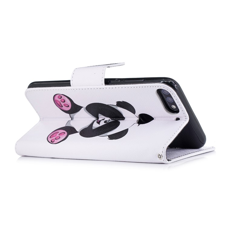 For Huawei Honor 7C/Enjoy 8/Y7 Prime (2018) Patterned Leather Wallet Stand Mobile Phone Casing - Adorable Panda-4