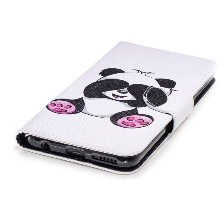 For Huawei Honor 7C/Enjoy 8/Y7 Prime (2018) Patterned Leather Wallet Stand Mobile Phone Casing - Adorable Panda-6