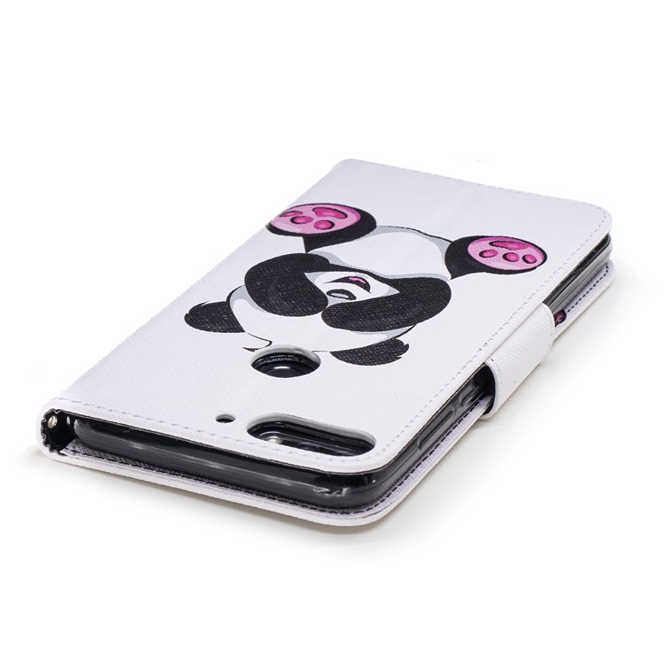 For Huawei Honor 7C/Enjoy 8/Y7 Prime (2018) Patterned Leather Wallet Stand Mobile Phone Casing - Adorable Panda-7