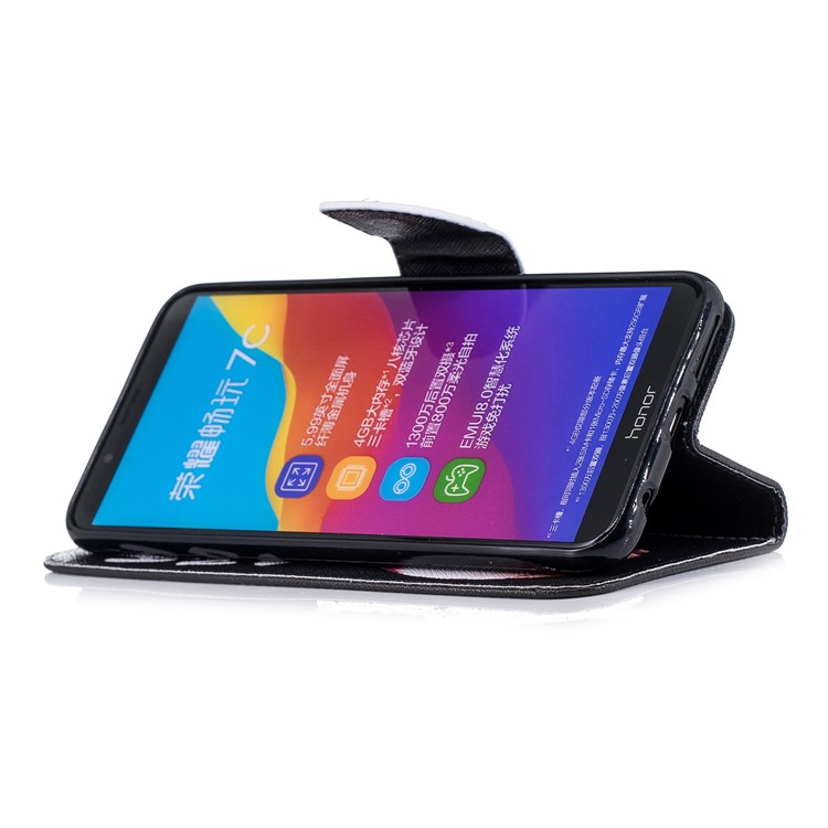 Patterned Leather Stand Wallet Phone Case Accessory for Huawei Honor 7C/Enjoy 8/Y7 Prime (2018) - Kiss My Ass-5