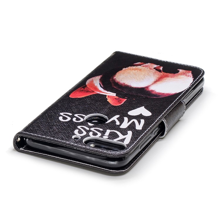 Patterned Leather Stand Wallet Phone Case Accessory for Huawei Honor 7C/Enjoy 8/Y7 Prime (2018) - Kiss My Ass-7