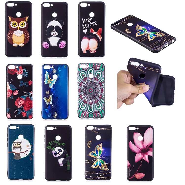 Pattern Printing Embossed TPU Case for Huawei P Smart / Enjoy 7S - Colorized Butterfly-10