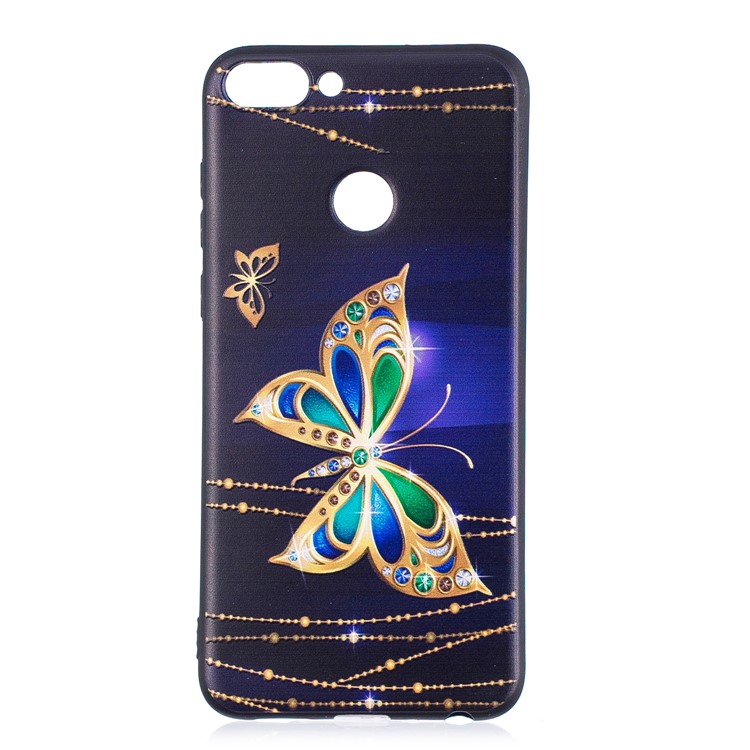 Pattern Printing Embossed TPU Case for Huawei P Smart / Enjoy 7S - Colorized Butterfly-2
