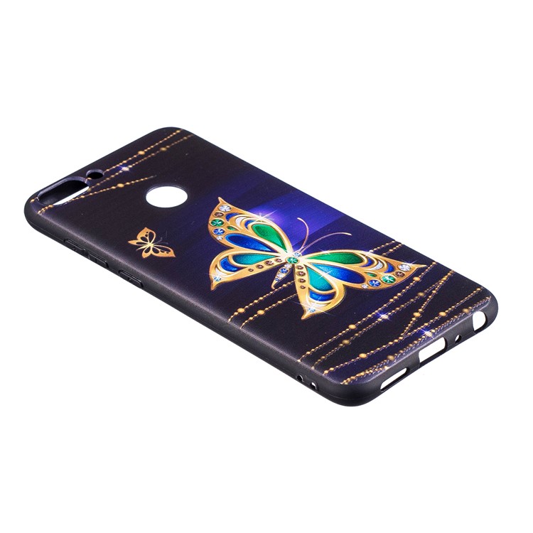 Pattern Printing Embossed TPU Case for Huawei P Smart / Enjoy 7S - Colorized Butterfly-3