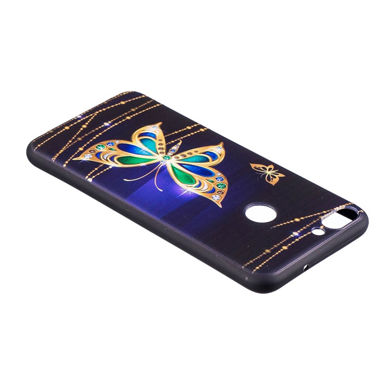 Pattern Printing Embossed TPU Case for Huawei P Smart / Enjoy 7S - Colorized Butterfly-4