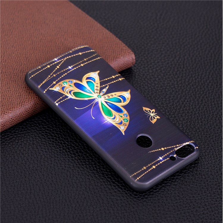 Pattern Printing Embossed TPU Case for Huawei P Smart / Enjoy 7S - Colorized Butterfly-7