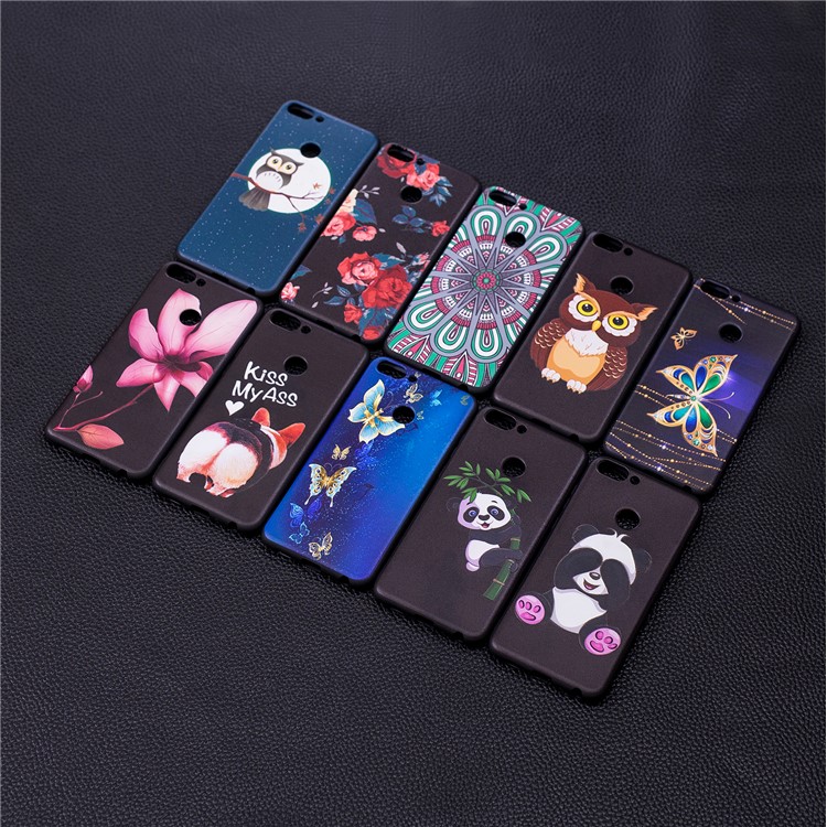 Pattern Printing Embossed TPU Case for Huawei P Smart / Enjoy 7S - Colorized Butterfly-9