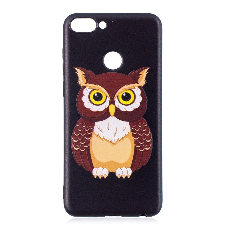 Pattern Printing Embossed TPU Cover for Huawei P Smart / Enjoy 7S - Brown Owl-2