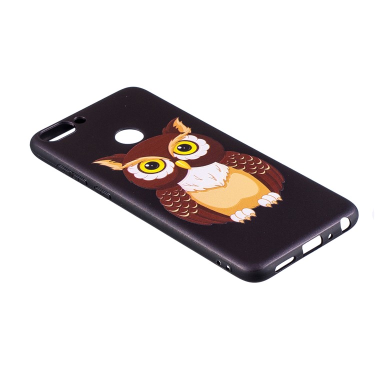 Pattern Printing Embossed TPU Cover for Huawei P Smart / Enjoy 7S - Brown Owl-3