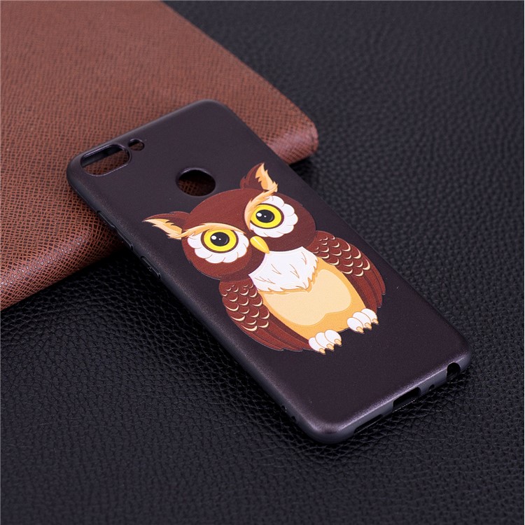 Pattern Printing Embossed TPU Cover for Huawei P Smart / Enjoy 7S - Brown Owl-7