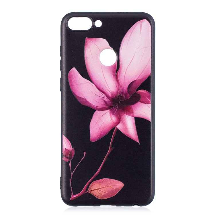 Pattern Printing Embossed TPU Back Case for Huawei P Smart / Enjoy 7S - Flower Pattern-2