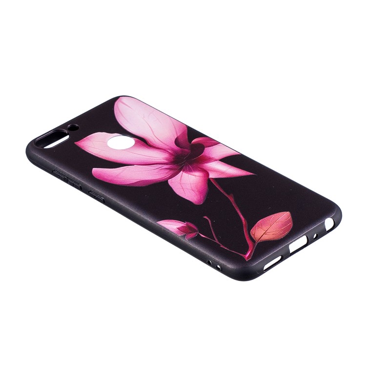 Pattern Printing Embossed TPU Back Case for Huawei P Smart / Enjoy 7S - Flower Pattern-3