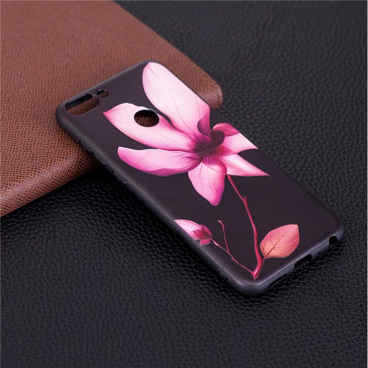 Pattern Printing Embossed TPU Back Case for Huawei P Smart / Enjoy 7S - Flower Pattern-6