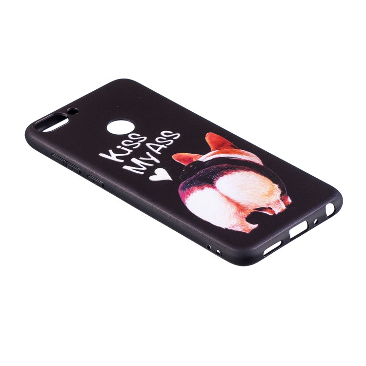 Pattern Printing Embossed TPU Shell Cover Case for Huawei P Smart / Enjoy 7S - Kiss My Ass-3