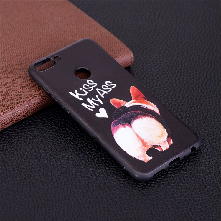 Pattern Printing Embossed TPU Shell Cover Case for Huawei P Smart / Enjoy 7S - Kiss My Ass-6