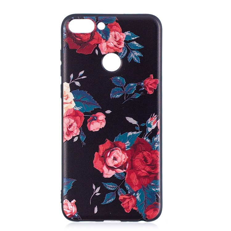 Pattern Printing Embossed TPU Cover Case for Huawei P Smart / Enjoy 7S - Vivid Flowers-2