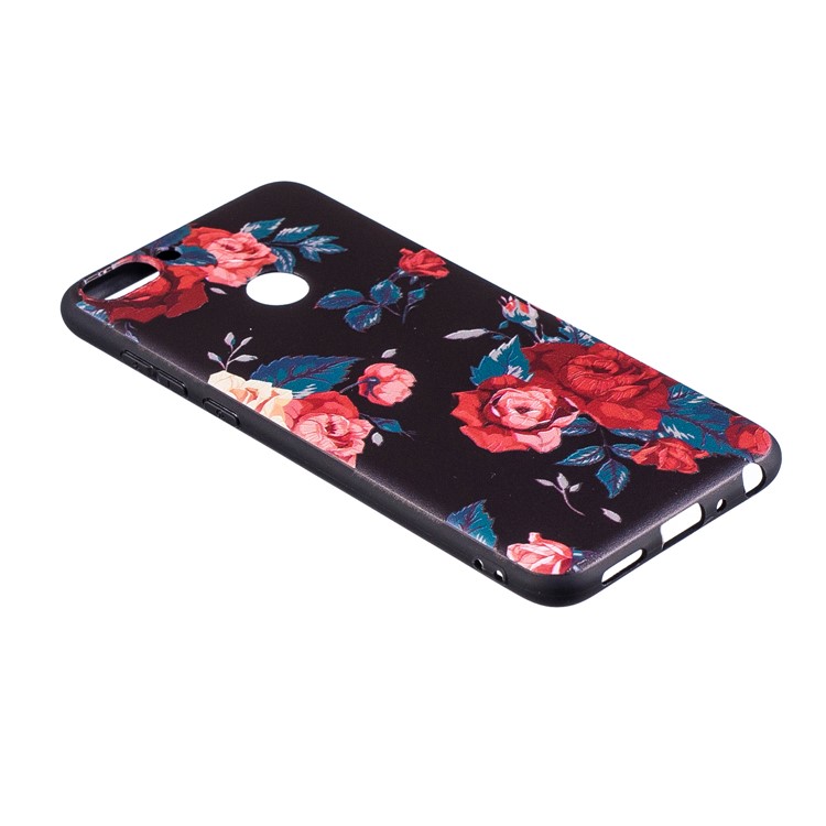 Pattern Printing Embossed TPU Cover Case for Huawei P Smart / Enjoy 7S - Vivid Flowers-3