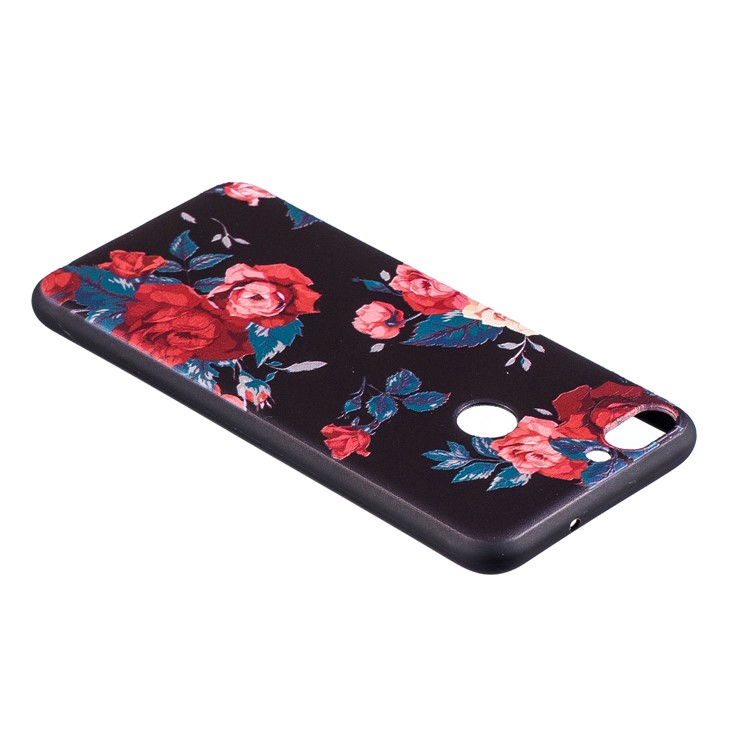 Pattern Printing Embossed TPU Cover Case for Huawei P Smart / Enjoy 7S - Vivid Flowers-4