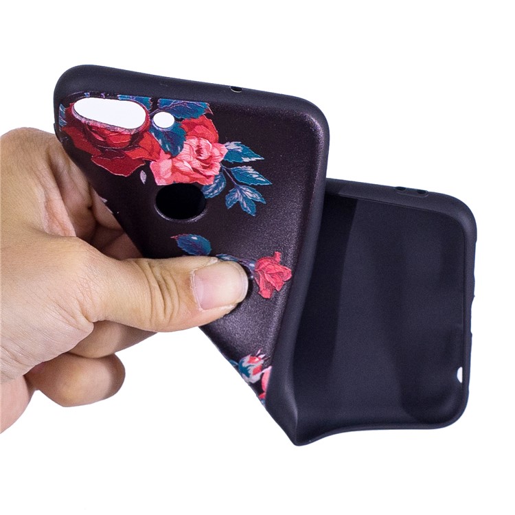 Pattern Printing Embossed TPU Cover Case for Huawei P Smart / Enjoy 7S - Vivid Flowers-5