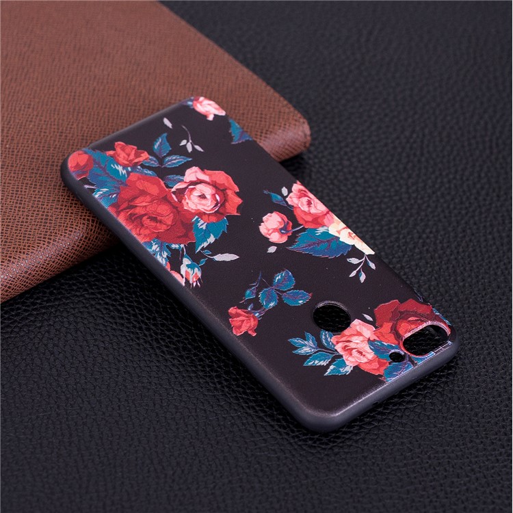 Pattern Printing Embossed TPU Cover Case for Huawei P Smart / Enjoy 7S - Vivid Flowers-7