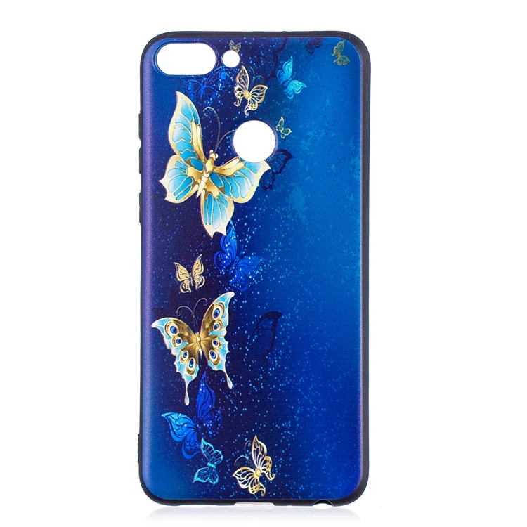 Pattern Printing Embossed TPU Cell Phone Case for Huawei P Smart / Enjoy 7S - Butterfly Pattern-2