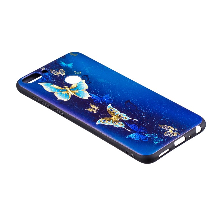 Pattern Printing Embossed TPU Cell Phone Case for Huawei P Smart / Enjoy 7S - Butterfly Pattern-3