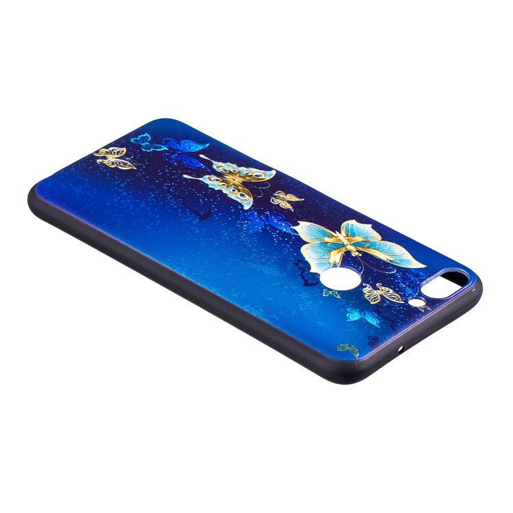Pattern Printing Embossed TPU Cell Phone Case for Huawei P Smart / Enjoy 7S - Butterfly Pattern-4