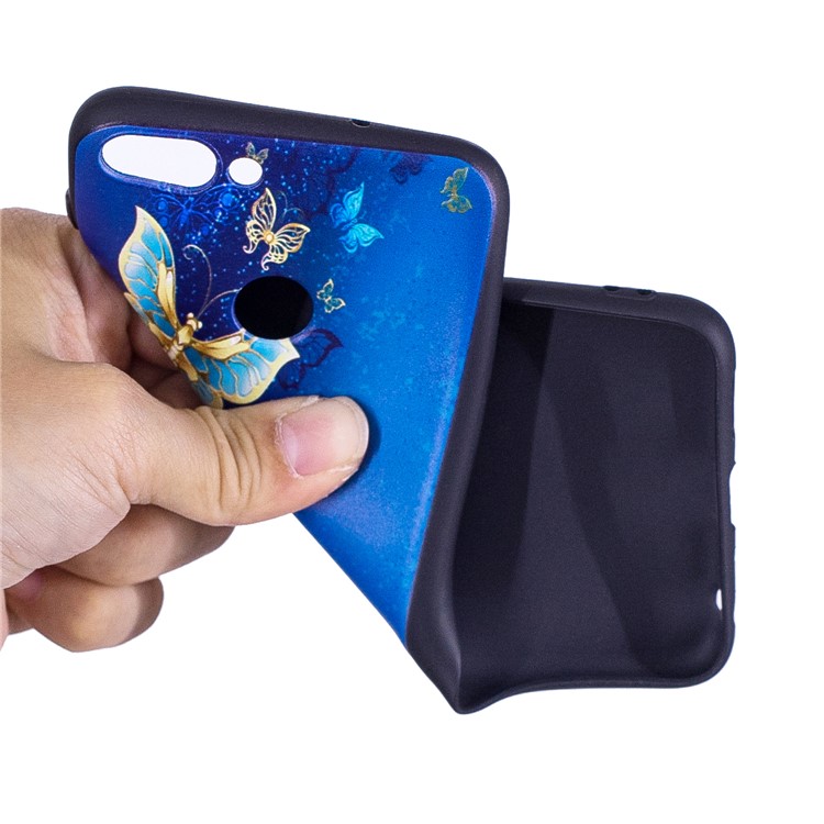Pattern Printing Embossed TPU Cell Phone Case for Huawei P Smart / Enjoy 7S - Butterfly Pattern-5