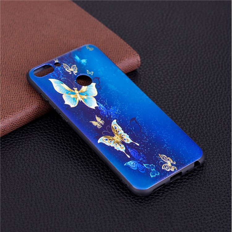 Pattern Printing Embossed TPU Cell Phone Case for Huawei P Smart / Enjoy 7S - Butterfly Pattern-6