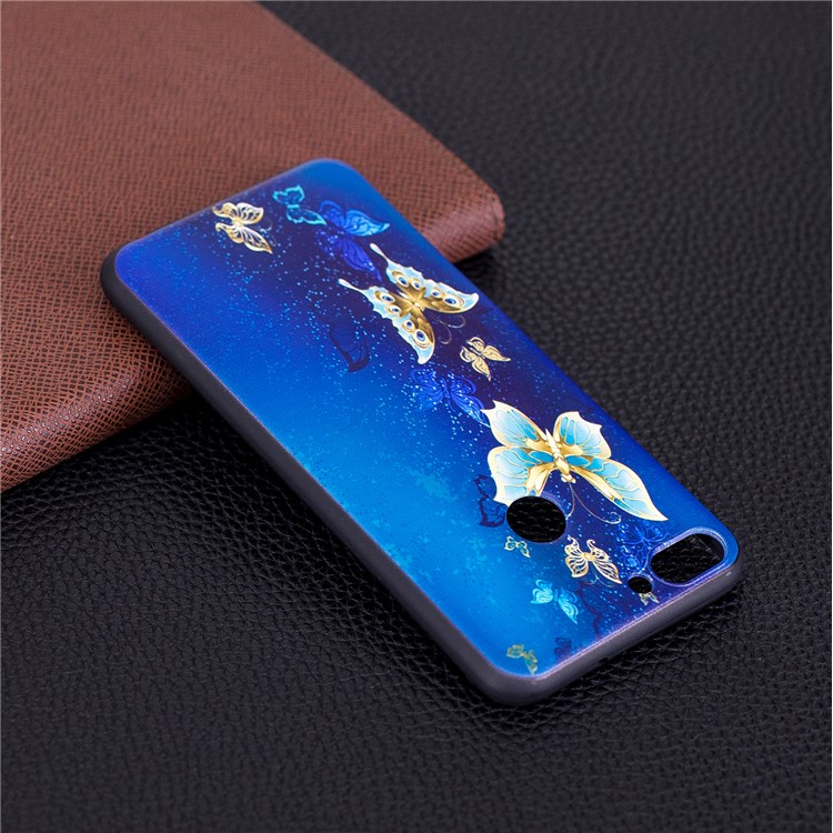 Pattern Printing Embossed TPU Cell Phone Case for Huawei P Smart / Enjoy 7S - Butterfly Pattern-7