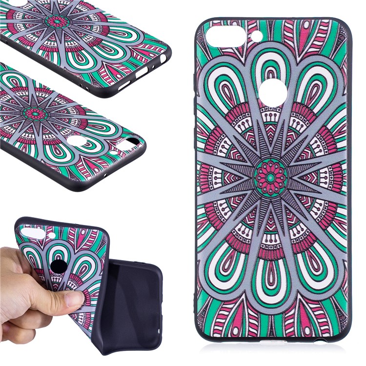 Pattern Printing Embossed TPU Protection Case for Huawei P Smart / Enjoy 7S - Symmetric Pattern-1
