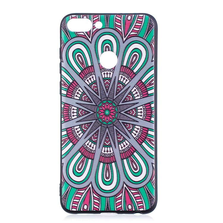 Pattern Printing Embossed TPU Protection Case for Huawei P Smart / Enjoy 7S - Symmetric Pattern-2