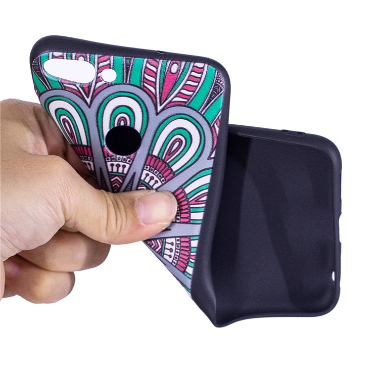 Pattern Printing Embossed TPU Protection Case for Huawei P Smart / Enjoy 7S - Symmetric Pattern-5
